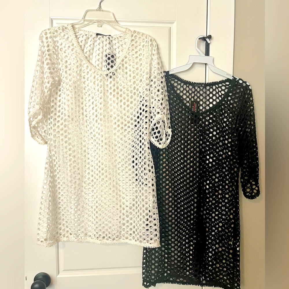 Beach swimsuit coverup.  Black or white.  Small and medium.  NWT